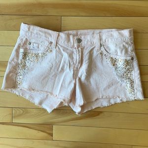 7 for all Mankind ice pink shorts with detailing
